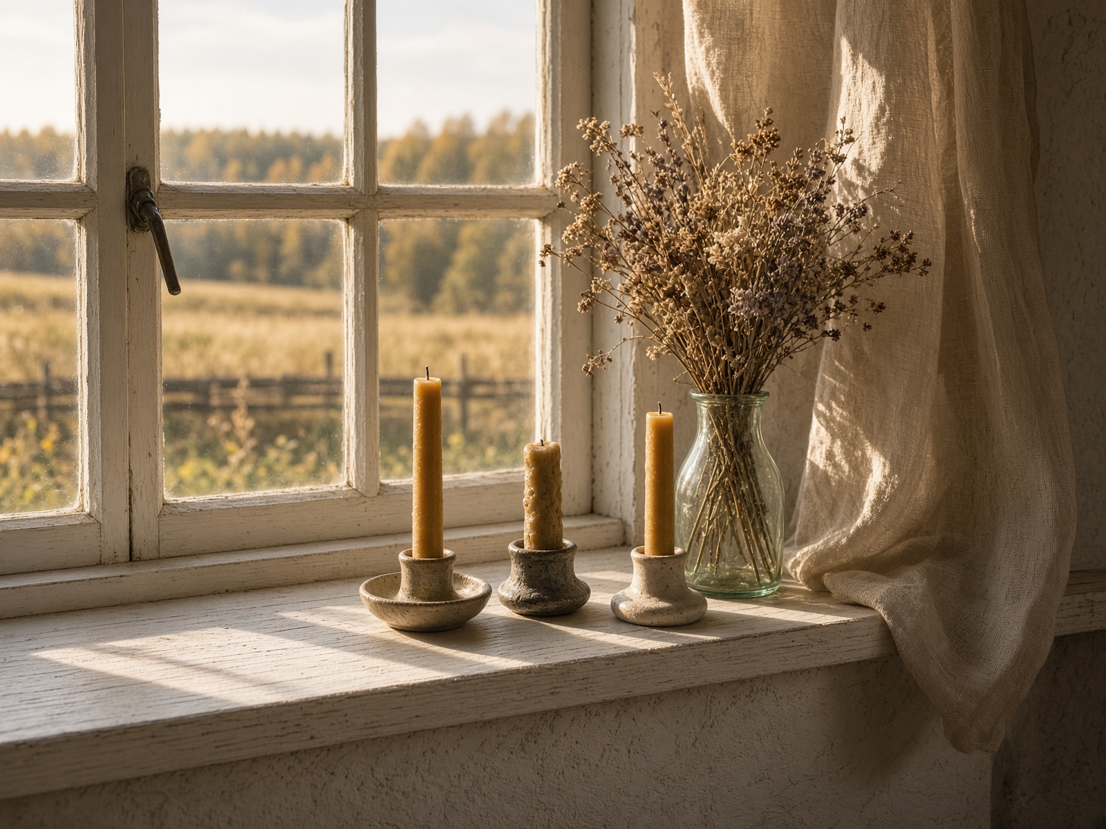 Candles on a windowsill